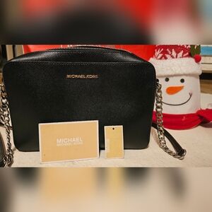 Authentic Michael Kors Black Crossbody Bag with Chain Strap